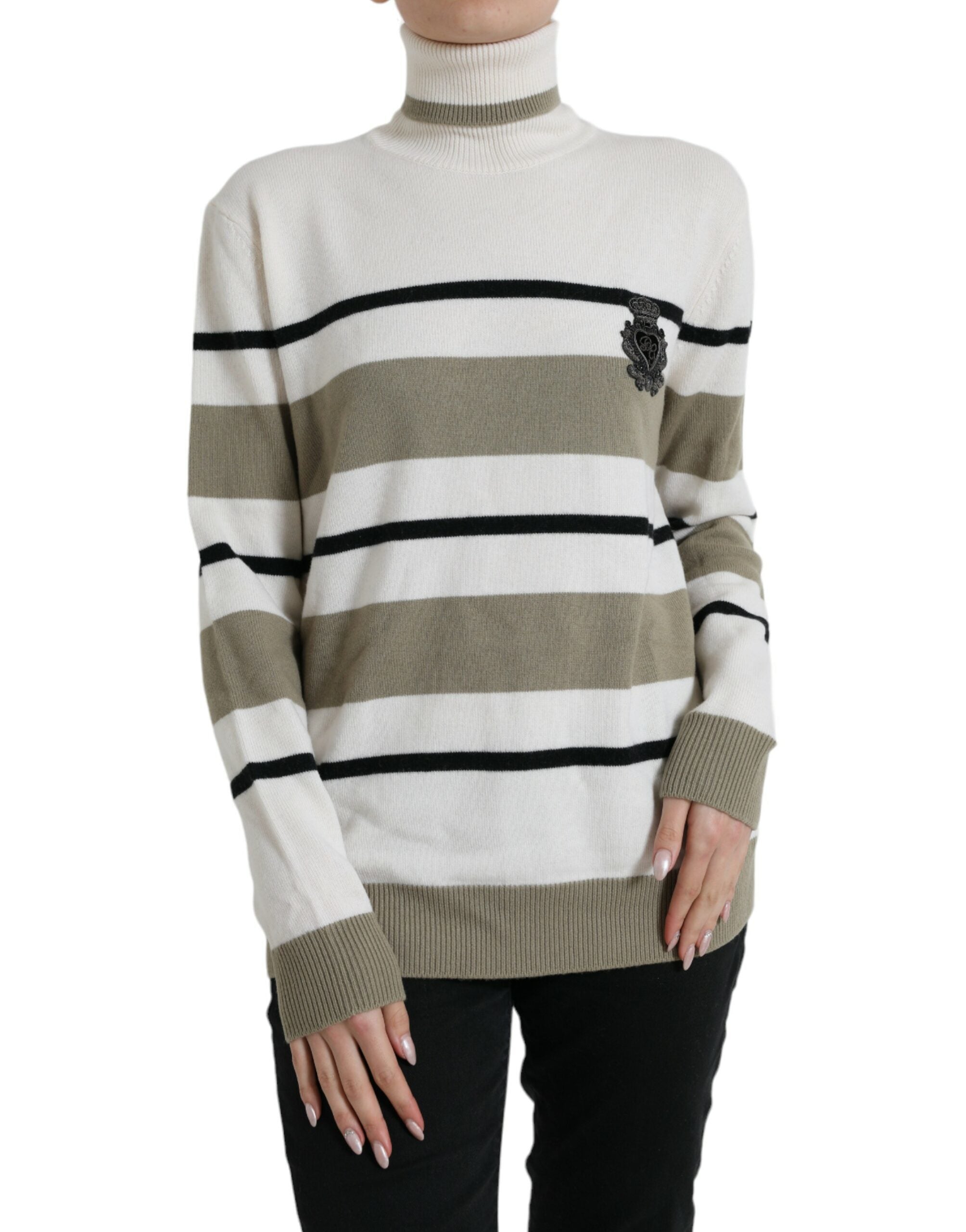 Dolce &amp; Gabbana Multicolor Stripe Wool Logo Pullover Sweater