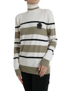 Dolce &amp; Gabbana Multicolor Stripe Wool Logo Pullover Sweater