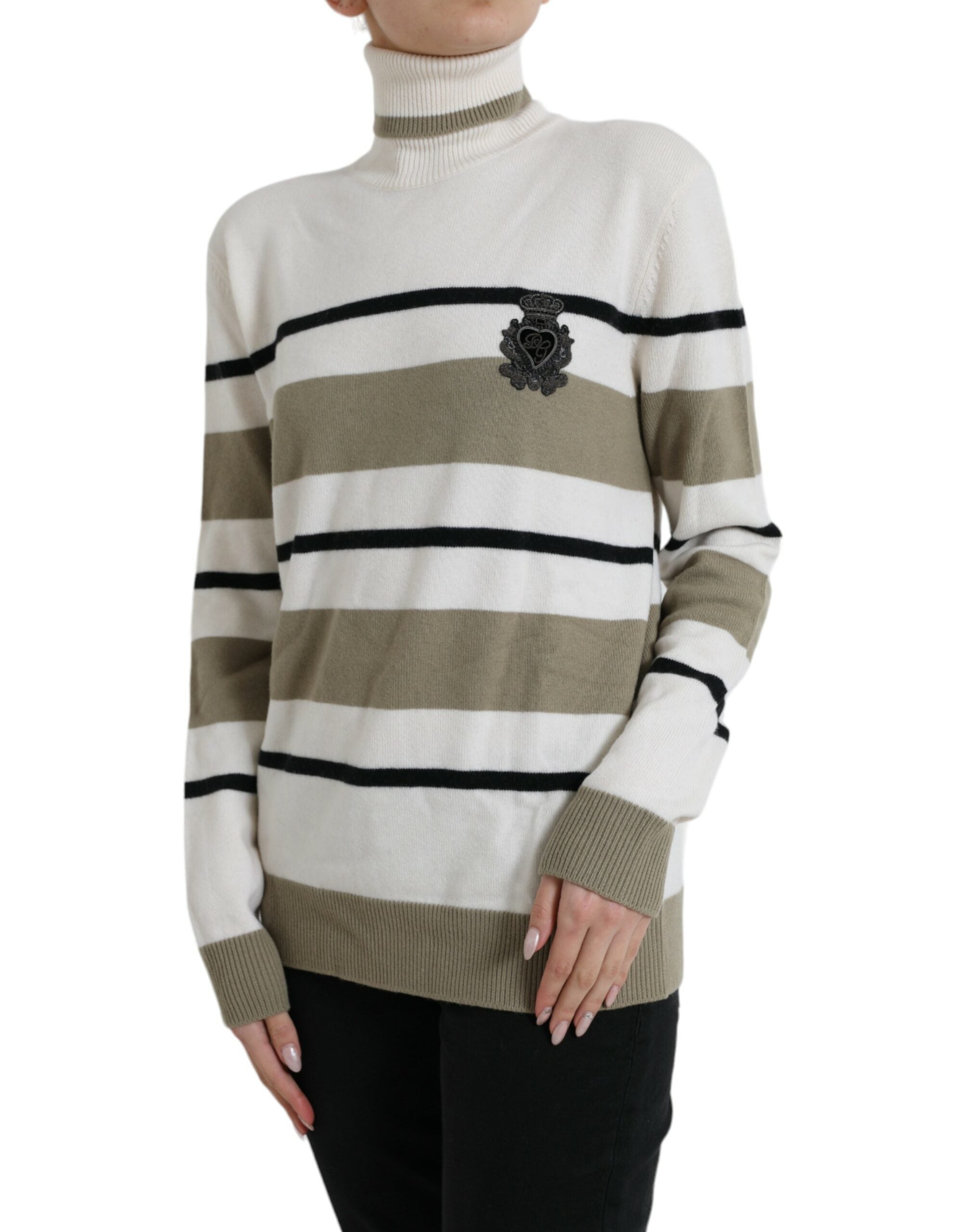 Dolce &amp; Gabbana Multicolor Stripe Wool Logo Pullover Sweater