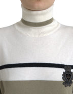Dolce &amp; Gabbana Multicolor Stripe Wool Logo Pullover Sweater