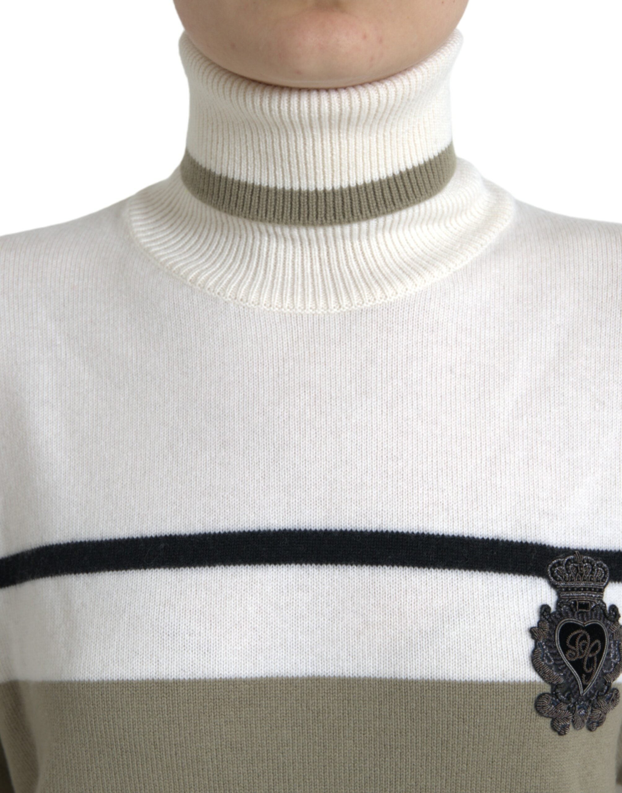 Dolce &amp; Gabbana Multicolor Stripe Wool Logo Pullover Sweater