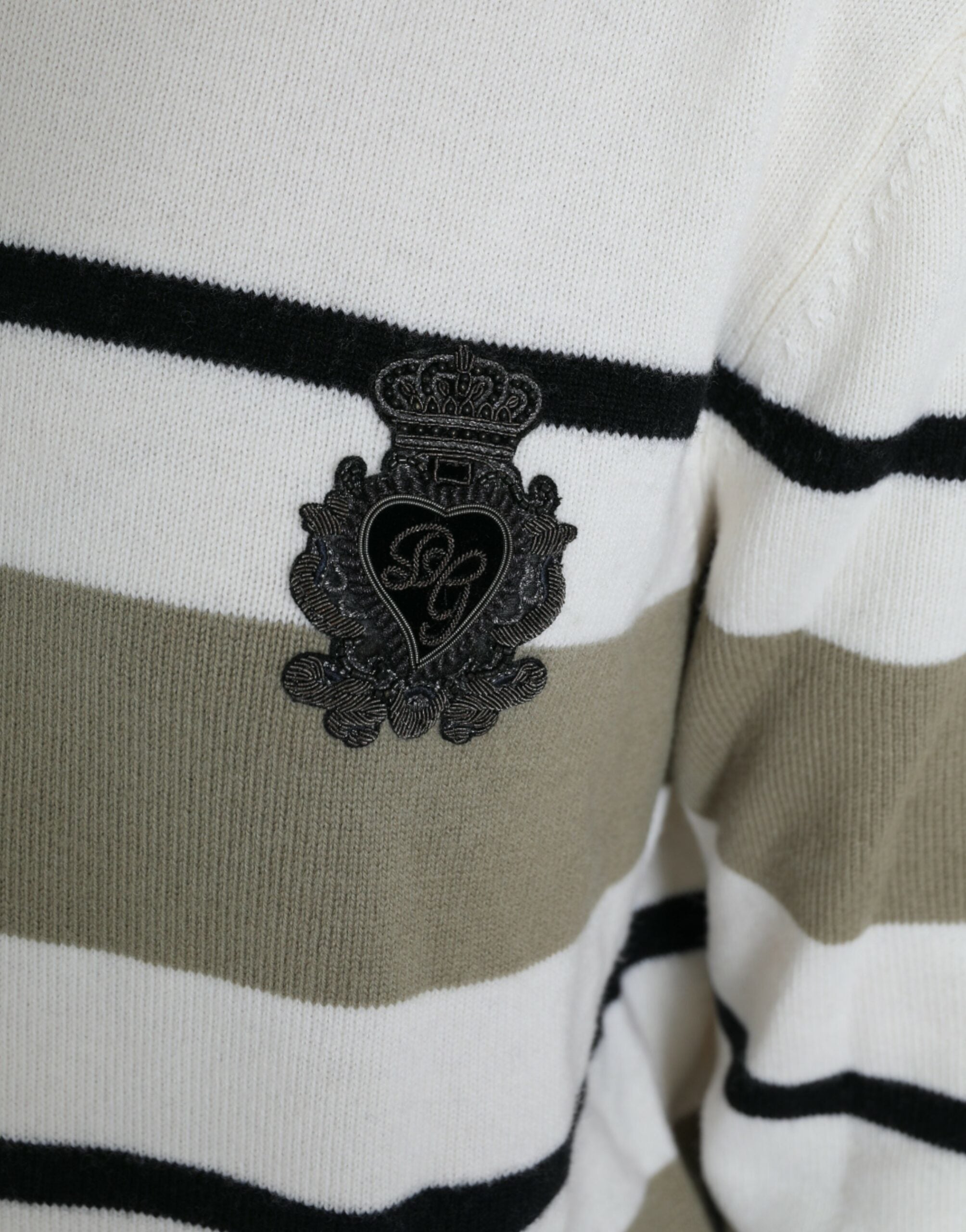 Dolce &amp; Gabbana Multicolor Stripe Wool Logo Pullover Sweater