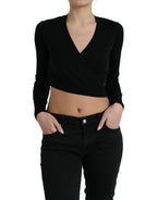 Dolce &amp; Gabbana Black Wool V-neck Crossed Cardigan Sweater