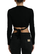 Dolce &amp; Gabbana Black Wool V-neck Crossed Cardigan Sweater