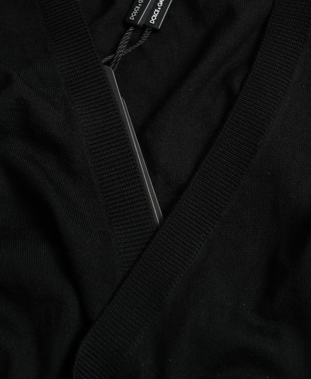 Dolce &amp; Gabbana Black Wool V-neck Crossed Cardigan Sweater