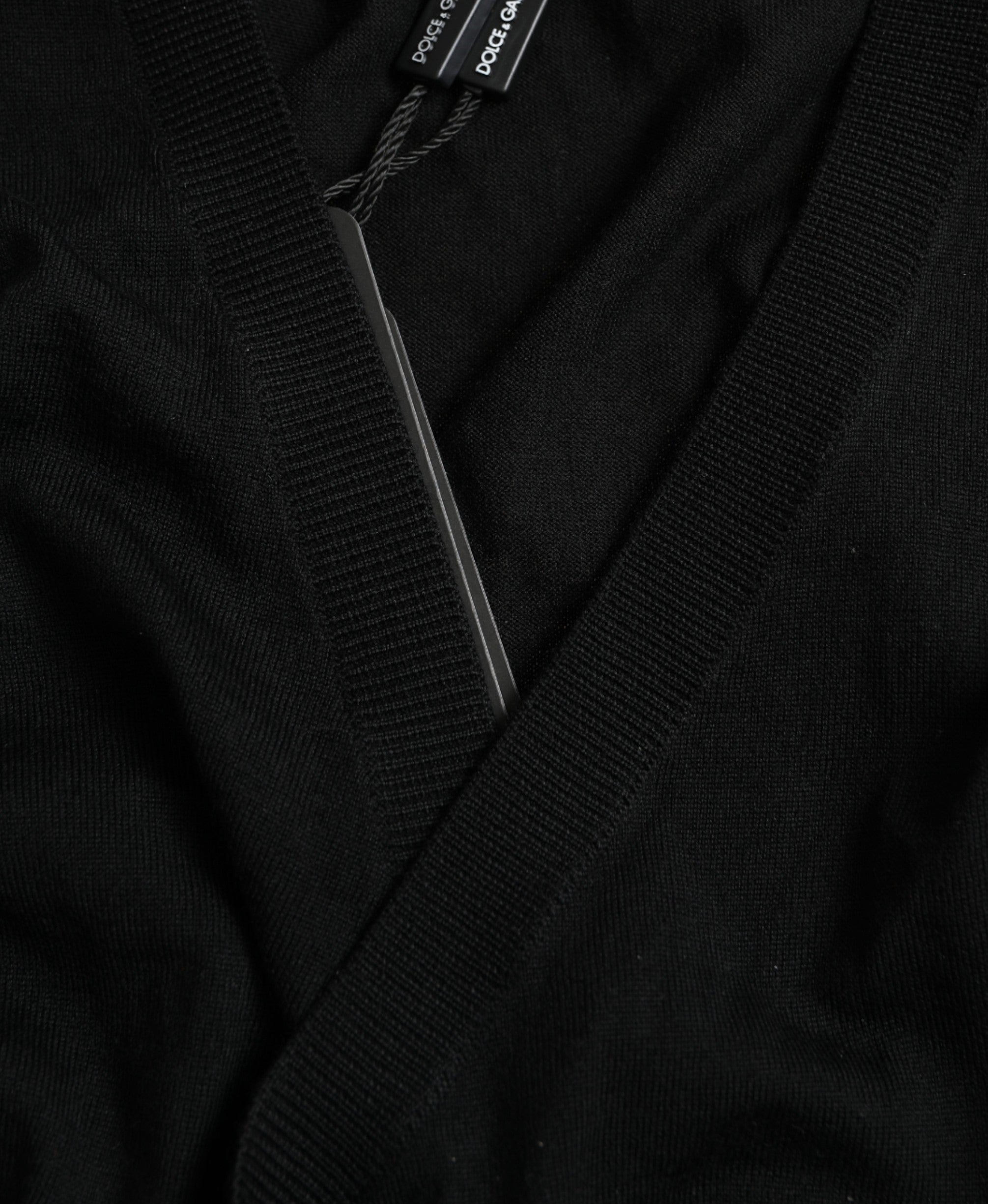Dolce &amp; Gabbana Black Wool V-neck Crossed Cardigan Sweater