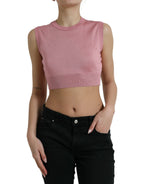 Dolce &amp; Gabbana Pink Crew Neck Cropped Sleeveless Tank Top