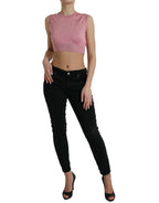 Dolce &amp; Gabbana Pink Crew Neck Cropped Sleeveless Tank Top