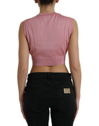 Dolce &amp; Gabbana Pink Crew Neck Cropped Sleeveless Tank Top