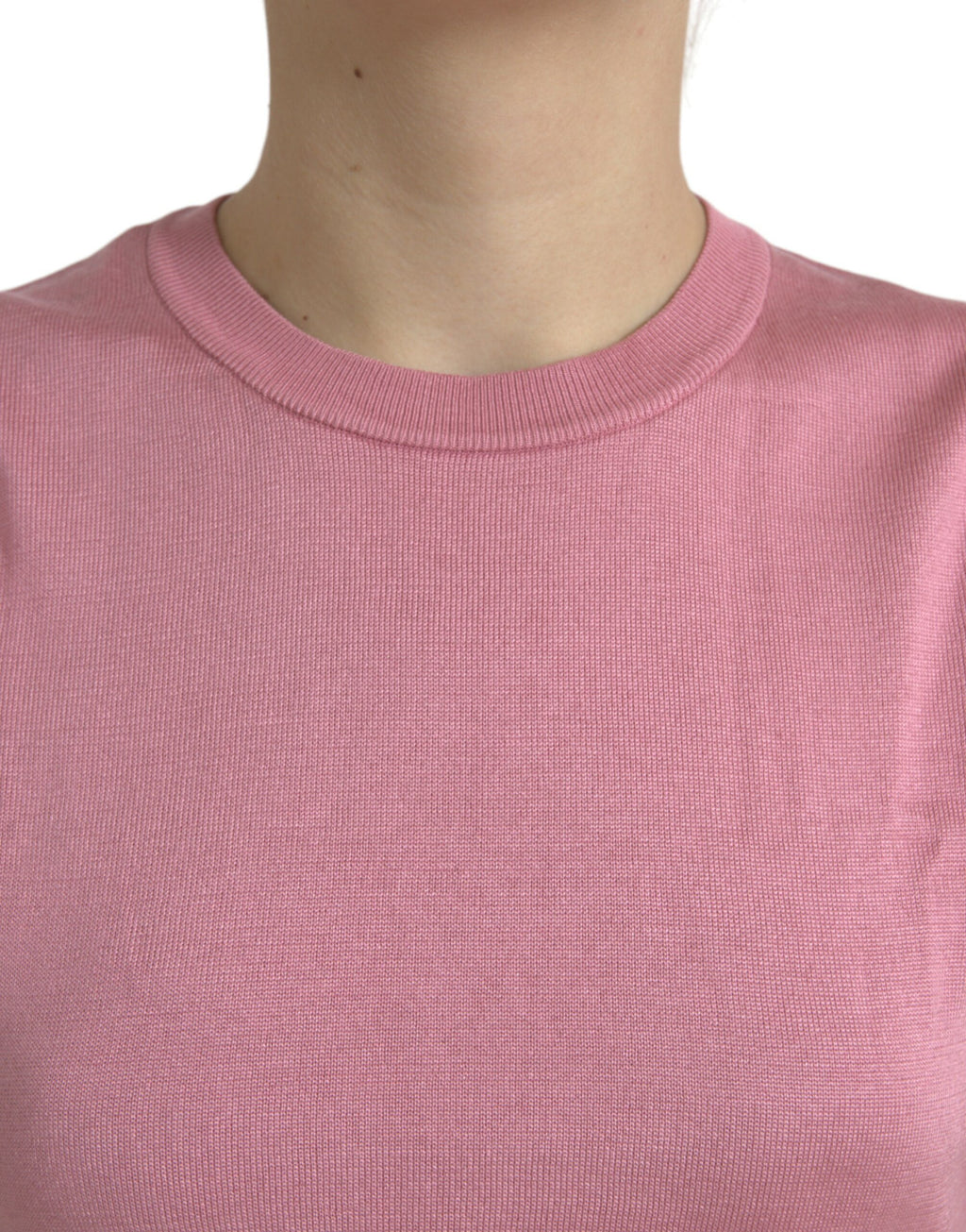 Dolce &amp; Gabbana Pink Crew Neck Cropped Sleeveless Tank Top