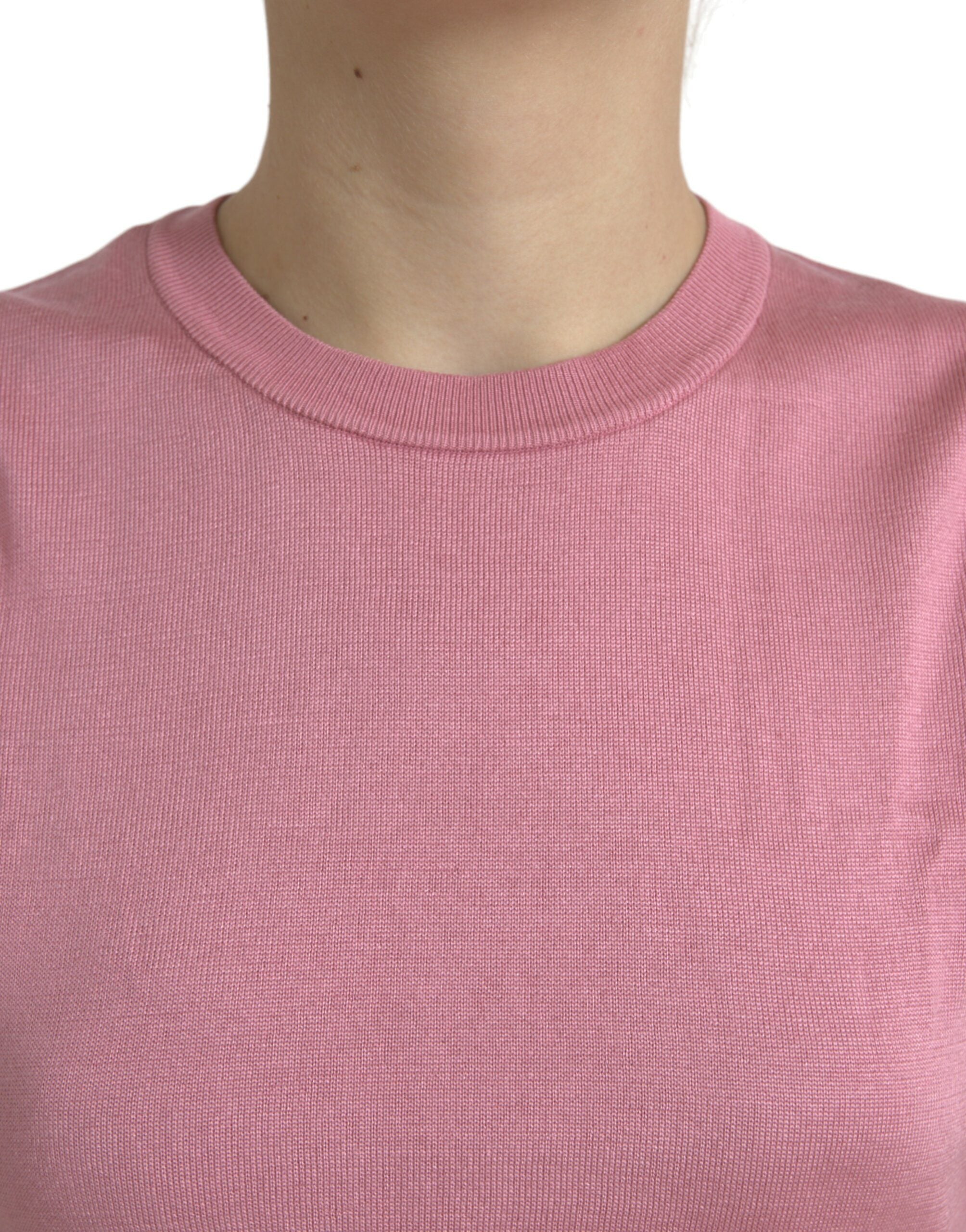 Dolce &amp; Gabbana Pink Crew Neck Cropped Sleeveless Tank Top