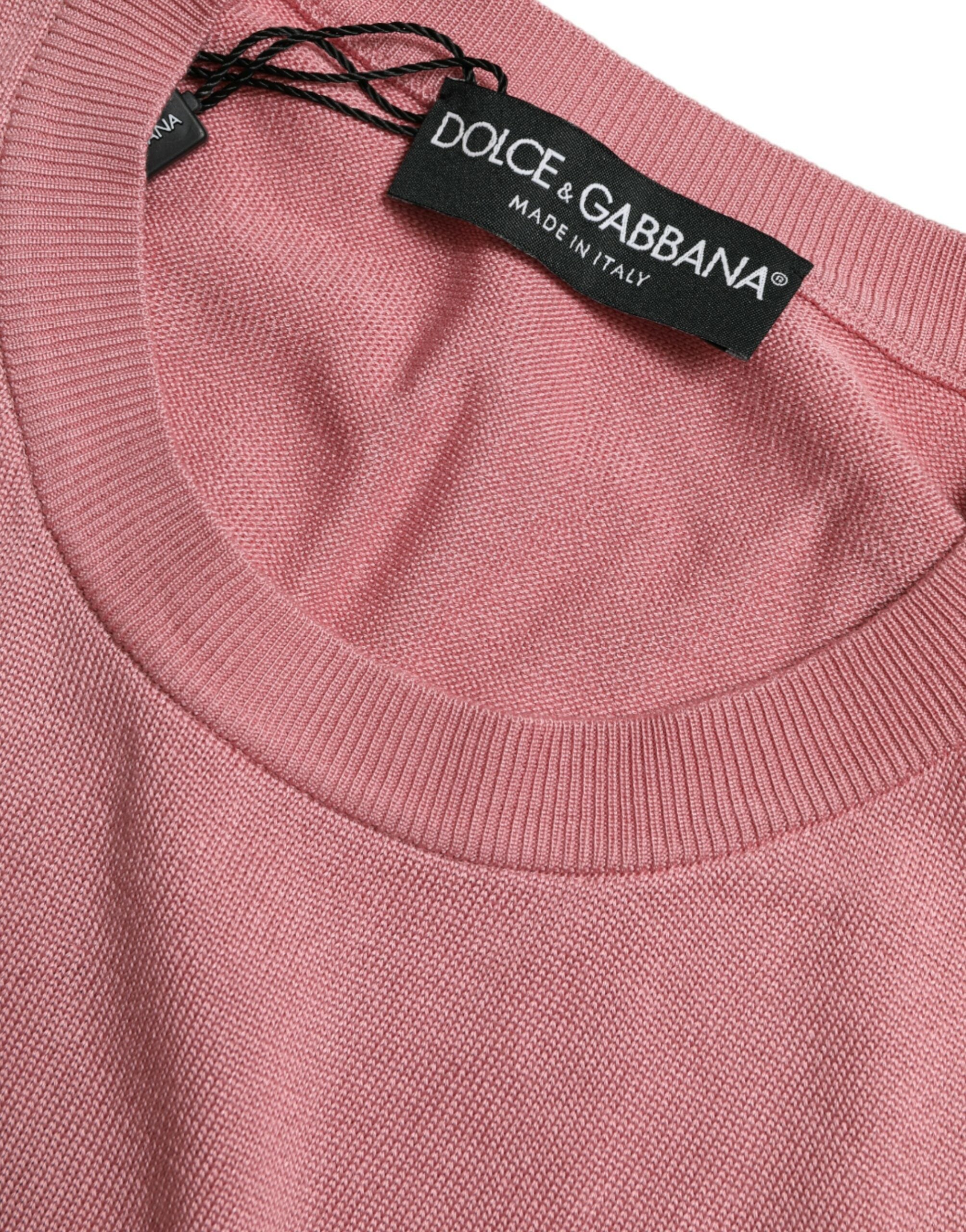 Dolce &amp; Gabbana Pink Crew Neck Cropped Sleeveless Tank Top