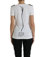 Dolce &amp; Gabbana White Black Roses Crewneck Cotton T-shirt