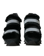 Dolce &amp; Gabbana Black Fur Embellished Suede Sneakers Shoes