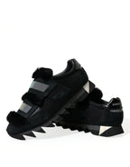 Dolce &amp; Gabbana Black Fur Embellished Suede Sneakers Shoes