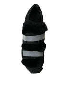 Dolce &amp; Gabbana Black Fur Embellished Suede Sneakers Shoes