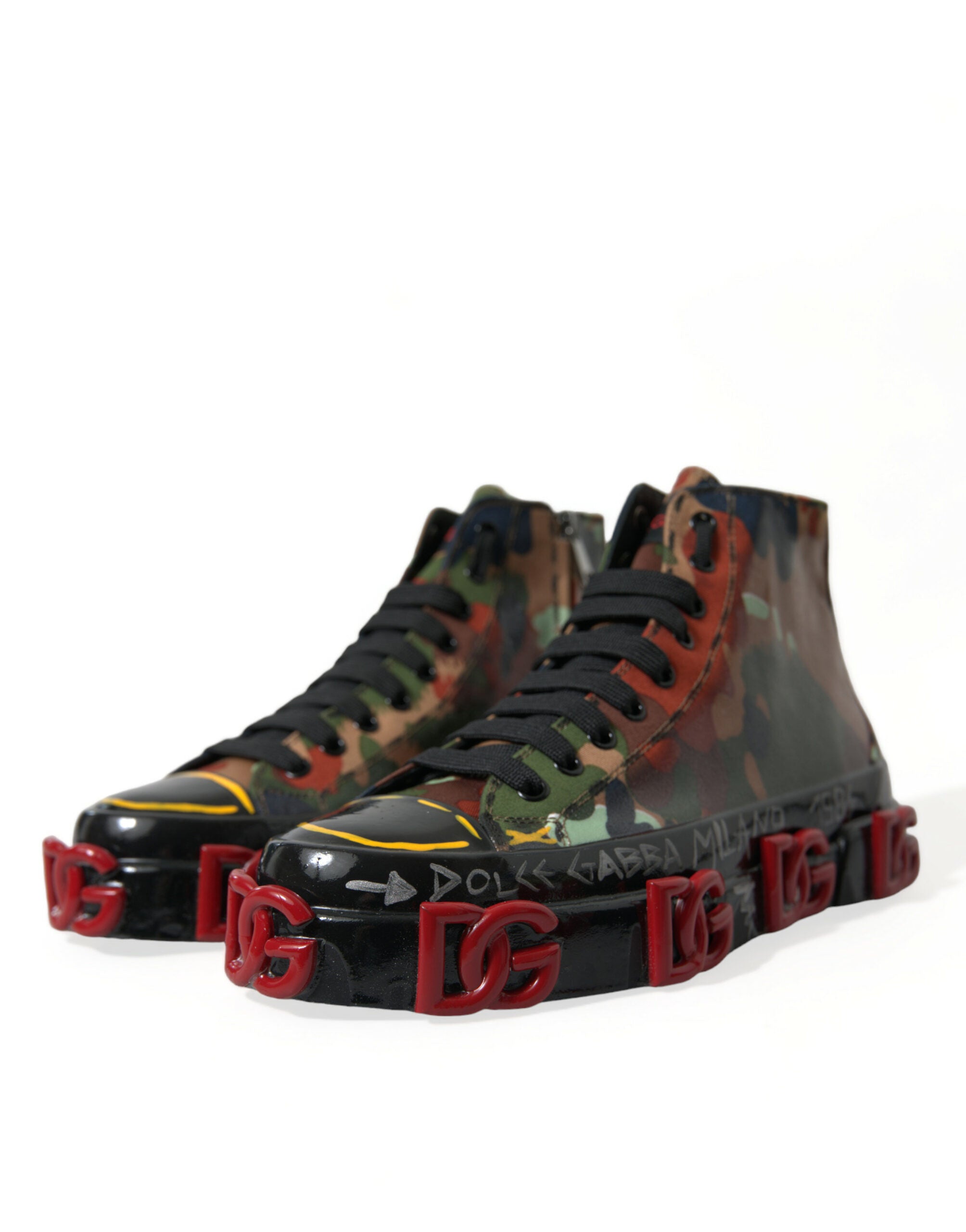 Dolce &amp; Gabbana Multicolor Camouflage High Top Sneakers Shoes