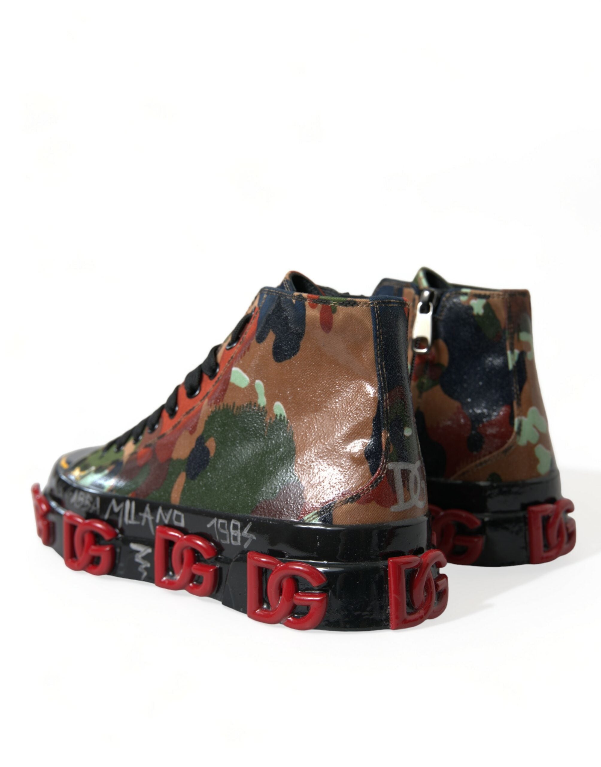 Dolce &amp; Gabbana Multicolor Camouflage High Top Sneakers Shoes