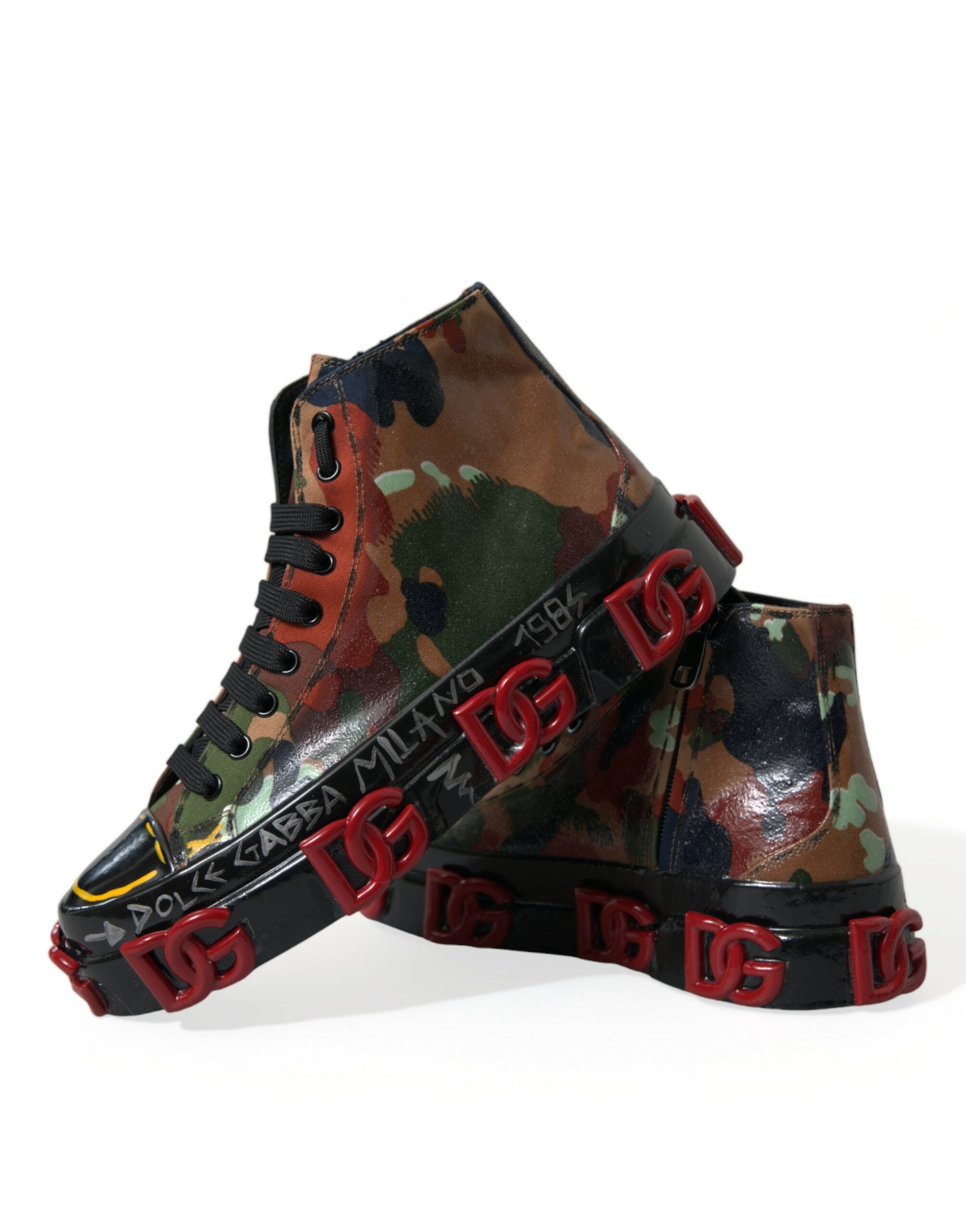Dolce &amp; Gabbana Multicolor Camouflage High Top Sneakers Shoes