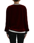 Dolce &amp; Gabbana Bordeaux Velvet Round Neck Pullover Sweater