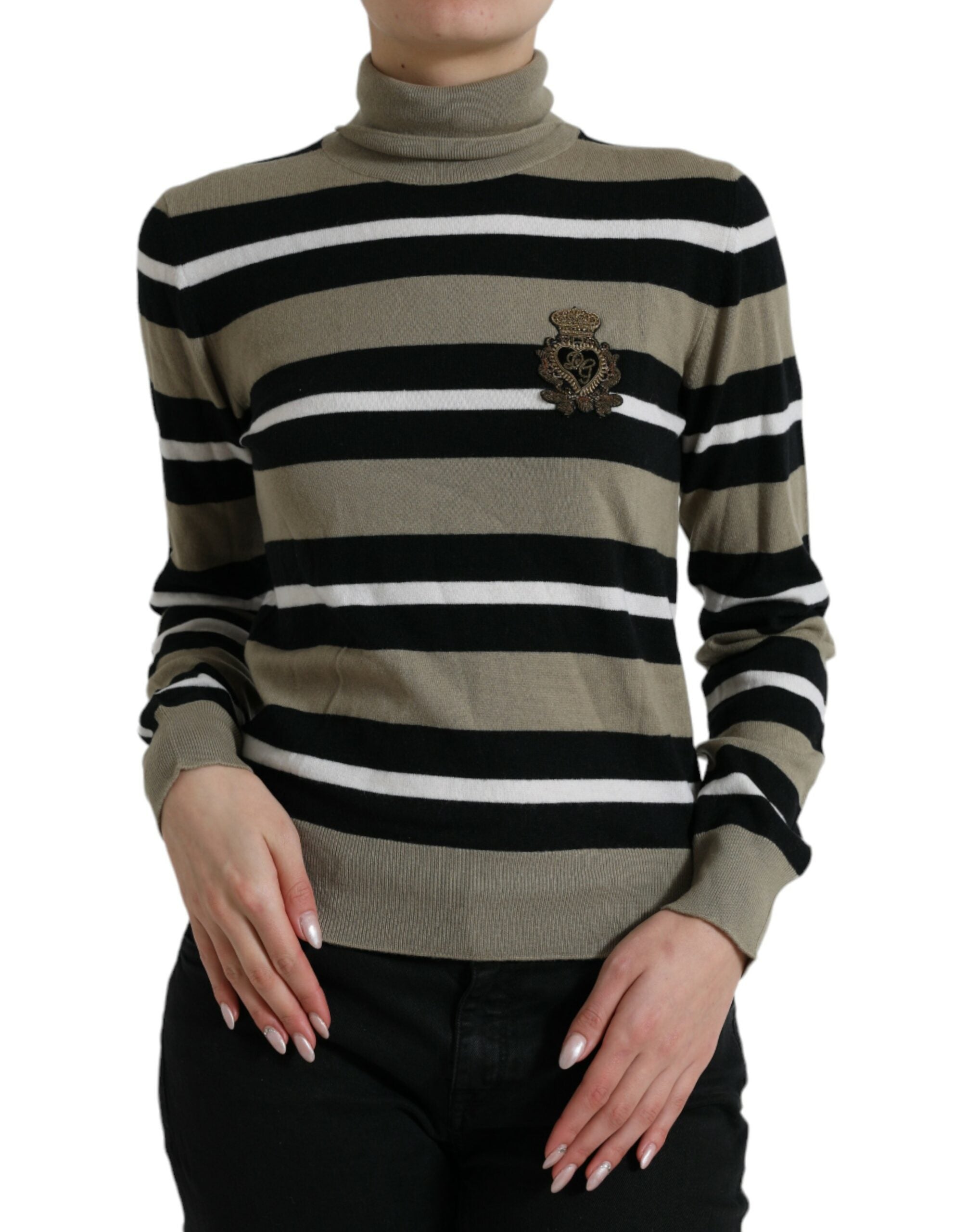 Dolce &amp; Gabbana Multicolor Stripe Wool Logo Pullover Sweater