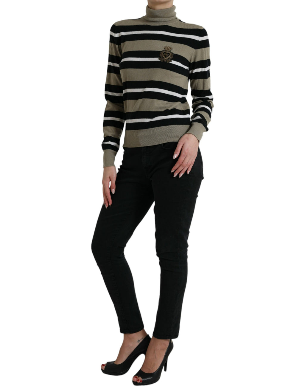 Dolce &amp; Gabbana Multicolor Stripe Wool Logo Pullover Sweater
