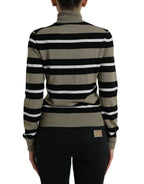 Dolce &amp; Gabbana Multicolor Stripe Wool Logo Pullover Sweater
