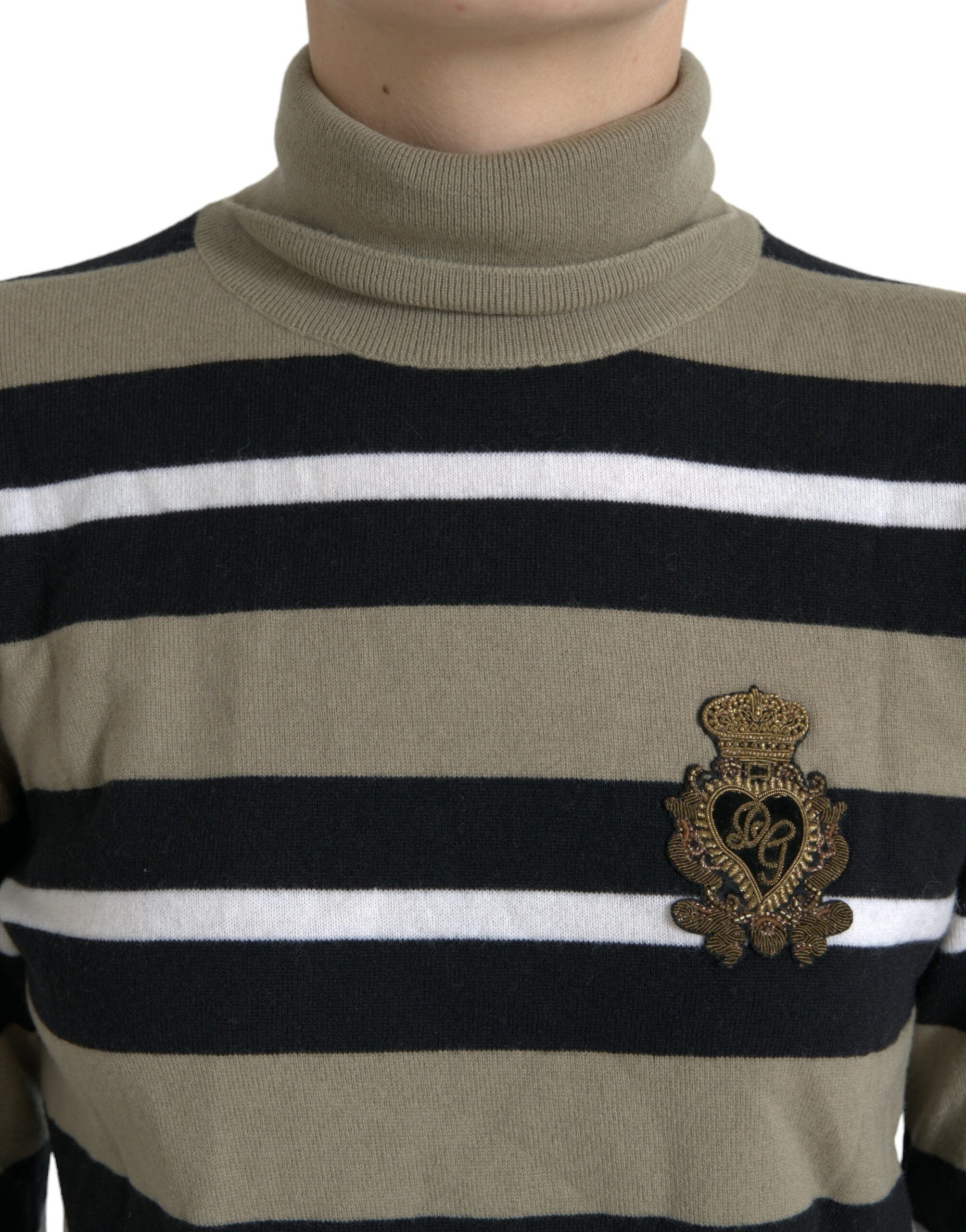 Dolce &amp; Gabbana Multicolor Stripe Wool Logo Pullover Sweater