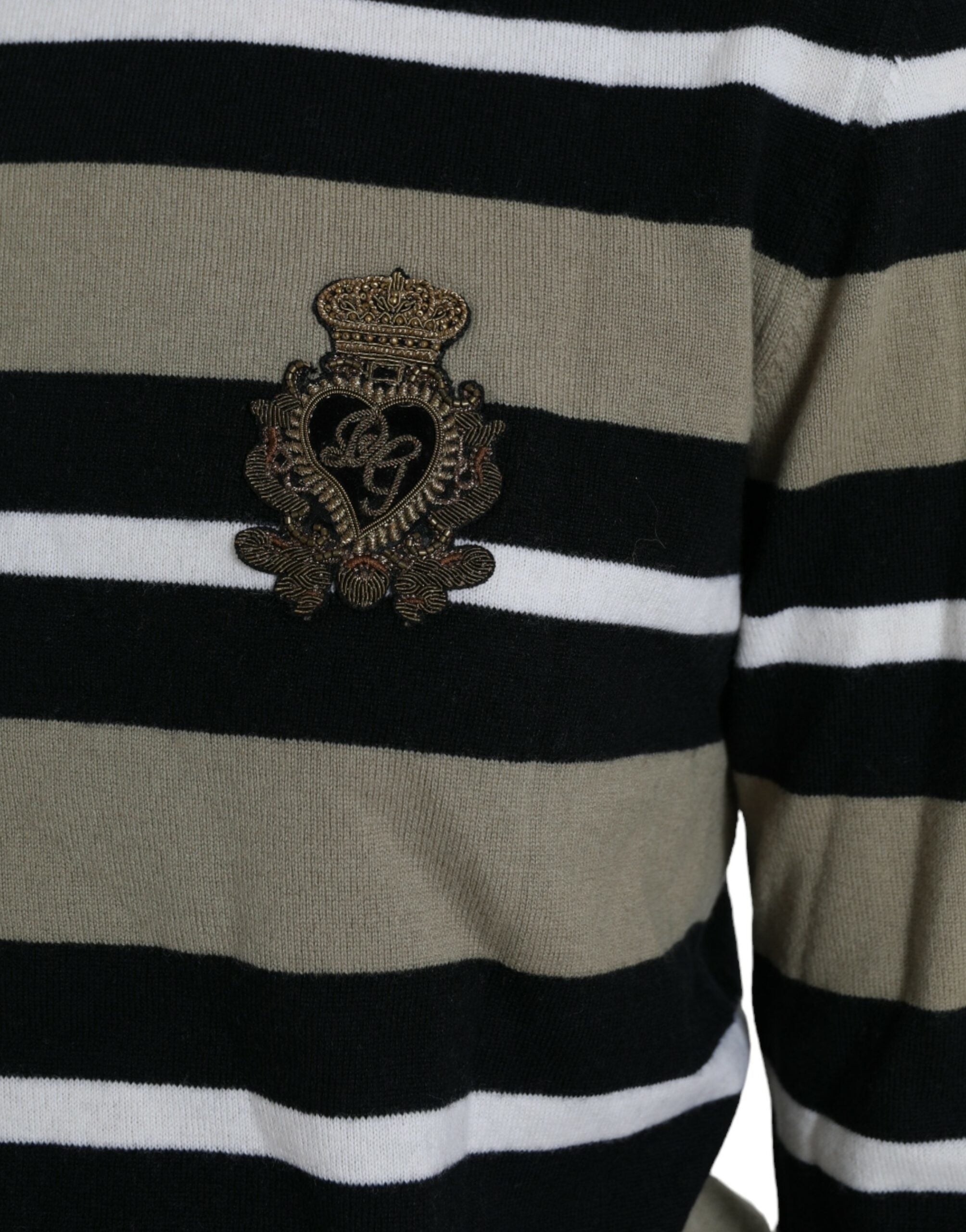 Dolce &amp; Gabbana Multicolor Stripe Wool Logo Pullover Sweater