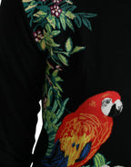 Dolce &amp; Gabbana Black Bird Wool Long Sleeve Cardigan Sweater