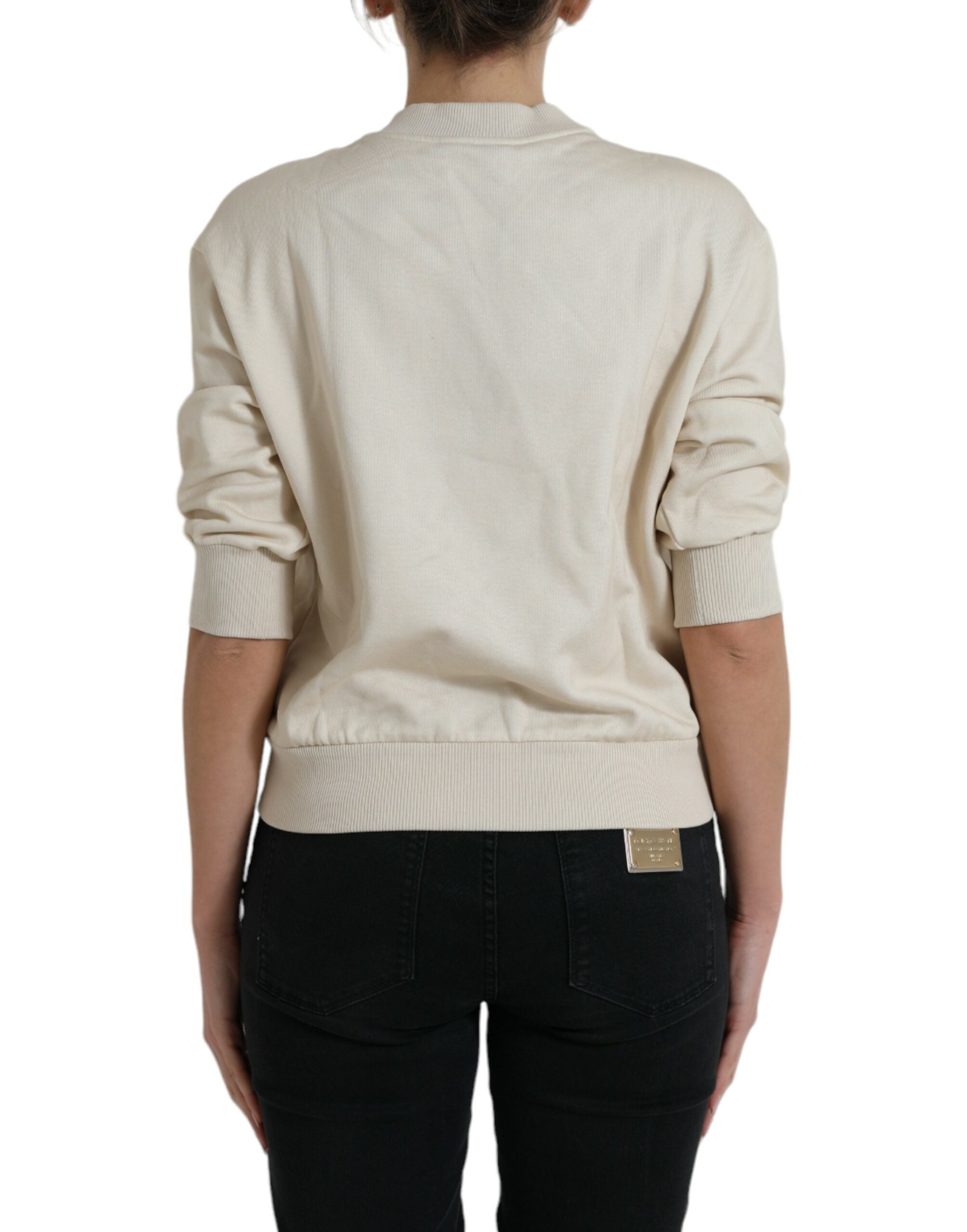 Dolce &amp; Gabbana Beige Jungle Printed Cotton Pullover Sweater