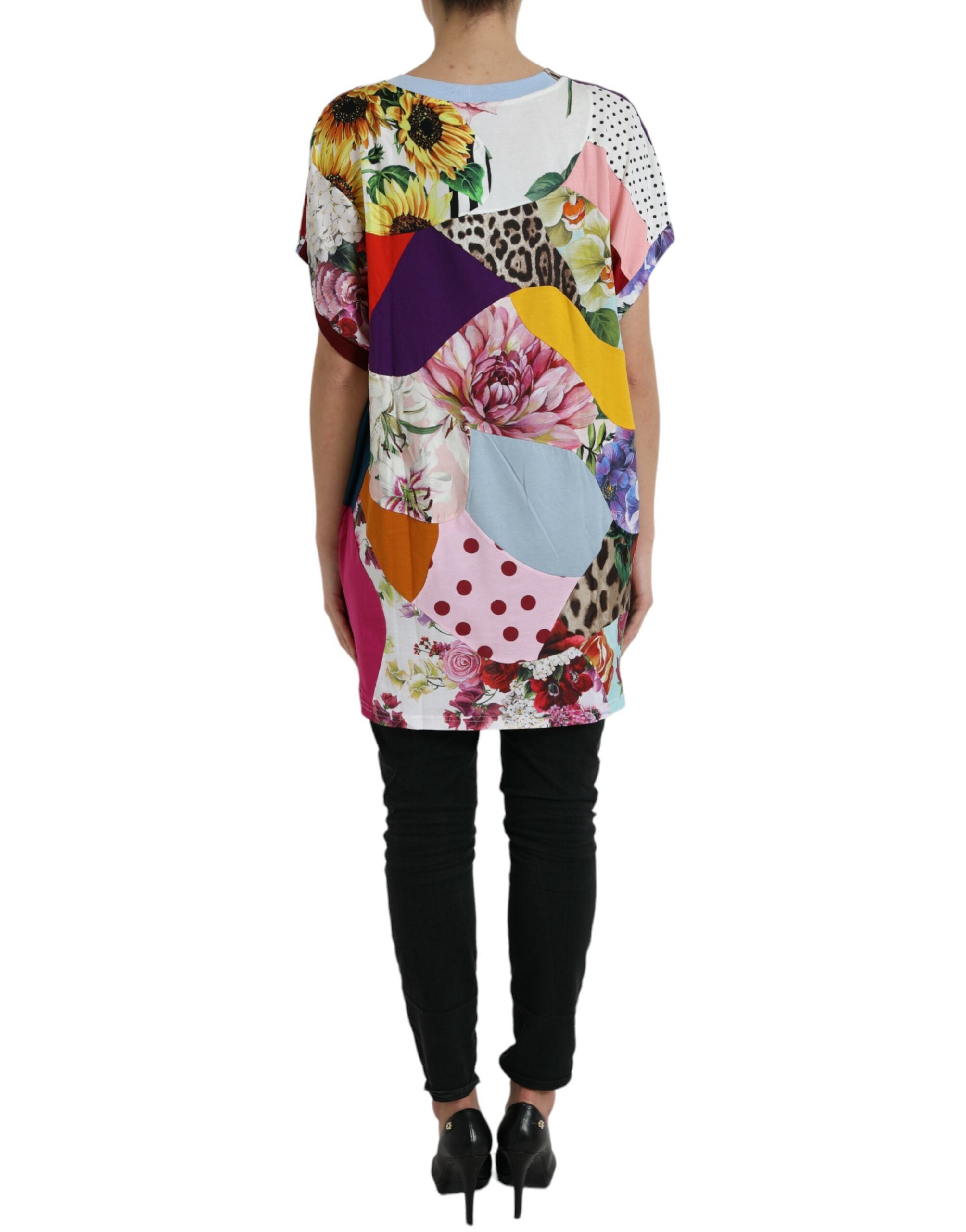 Dolce &amp; Gabbana Multicolor Patchwork Cotton Silk Blouse Top