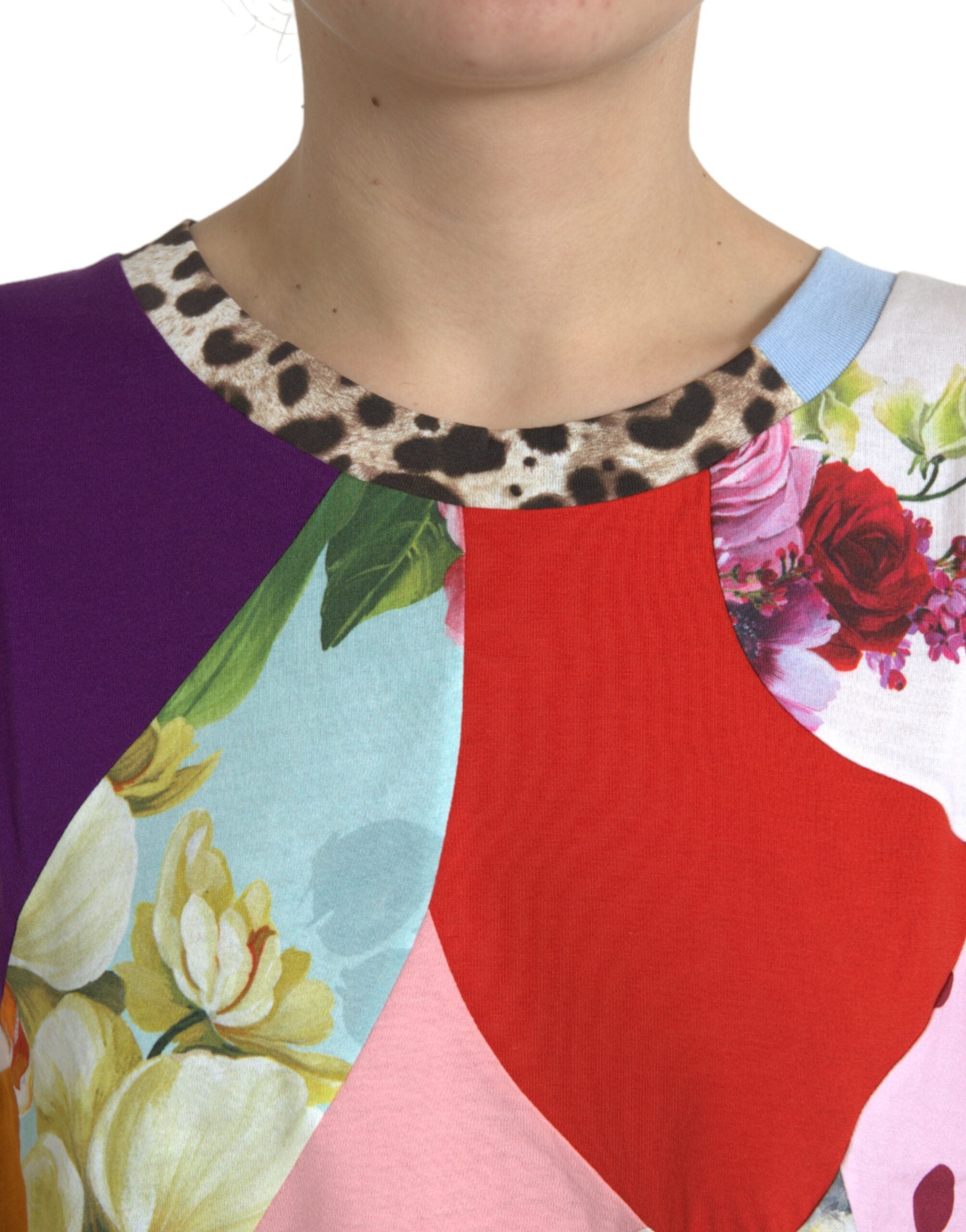 Dolce &amp; Gabbana Multicolor Patchwork Cotton Silk Blouse Top