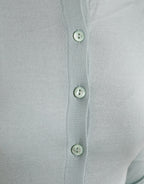 Dolce &amp; Gabbana Light Blue Silk Crew Neck Cardigan Sweater