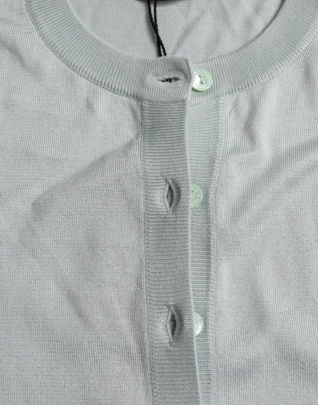 Dolce &amp; Gabbana Light Blue Silk Crew Neck Cardigan Sweater