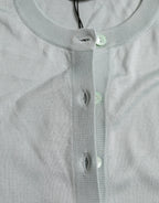 Dolce &amp; Gabbana Light Blue Silk Crew Neck Cardigan Sweater