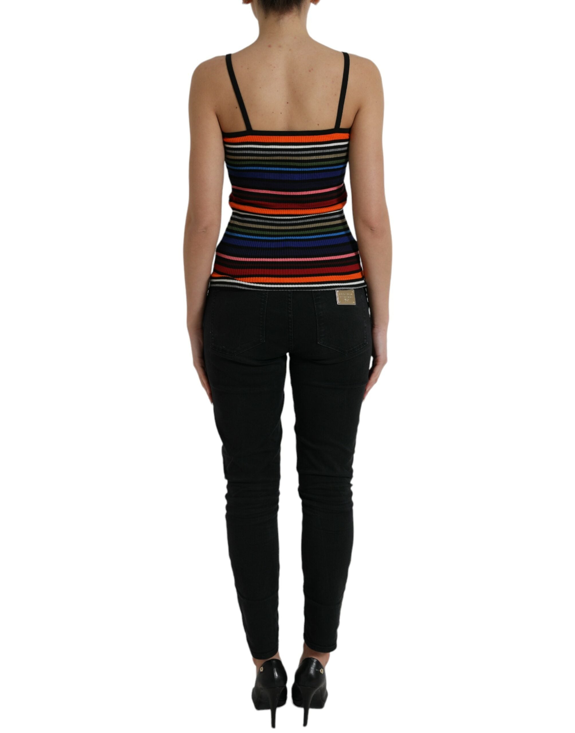 Dolce &amp; Gabbana Multicolor Stripes Spaghetti Strap Tank Top