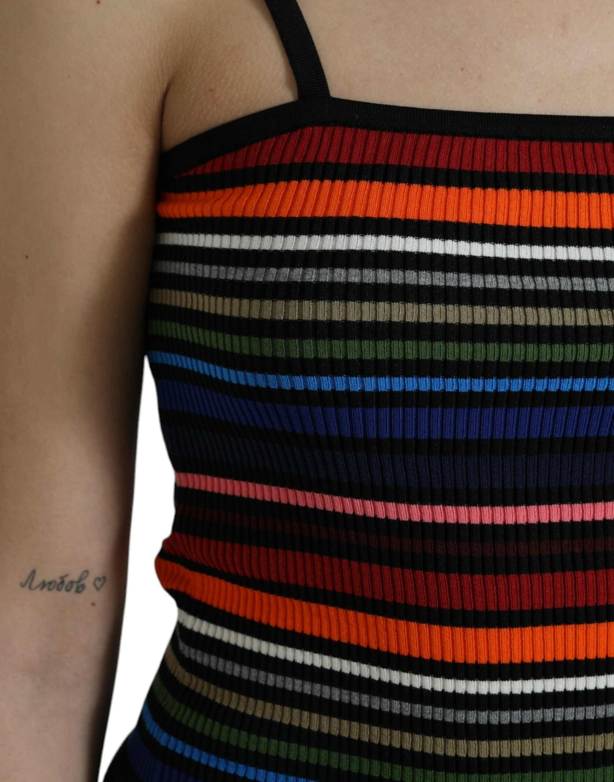 Dolce &amp; Gabbana Multicolor Stripes Spaghetti Strap Tank Top