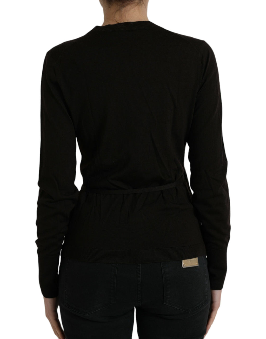 Dolce &amp; Gabbana Black Wool V-neck Crossed Cardigan Sweater