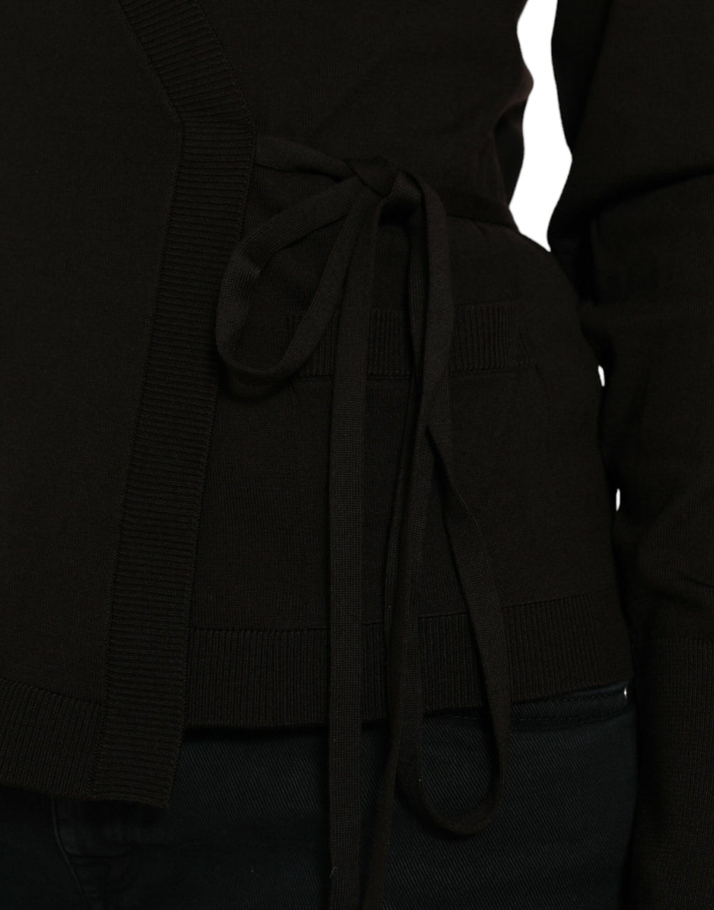 Dolce &amp; Gabbana Black Wool V-neck Crossed Cardigan Sweater