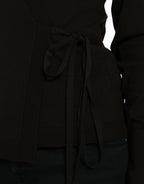 Dolce &amp; Gabbana Black Wool V-neck Crossed Cardigan Sweater