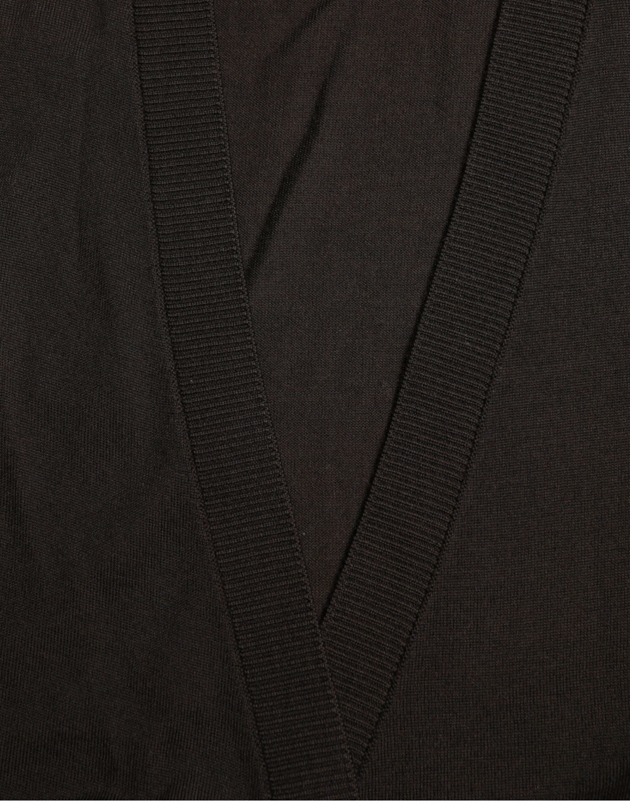 Dolce &amp; Gabbana Black Wool V-neck Crossed Cardigan Sweater