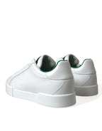 Dolce &amp; Gabbana White Green Leather Portofino Sneakers Shoes