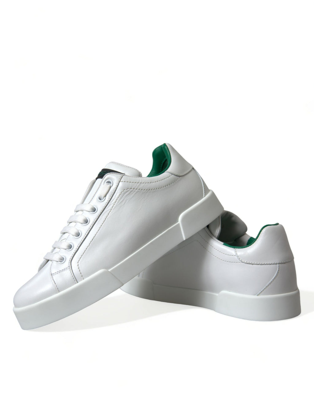 Dolce &amp; Gabbana White Green Leather Portofino Sneakers Shoes