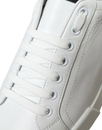 Dolce &amp; Gabbana White Green Leather Portofino Sneakers Shoes