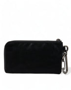 Dolce & Gabbana Black Nylon Logo Plaque Keyring Pouch Clutch Bag