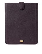 Dolce &amp; Gabbana Dark Brown Leather Logo Plaque Cover Sleeve Tablet Case