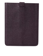 Dolce &amp; Gabbana Dark Brown Leather Logo Plaque Cover Sleeve Tablet Case