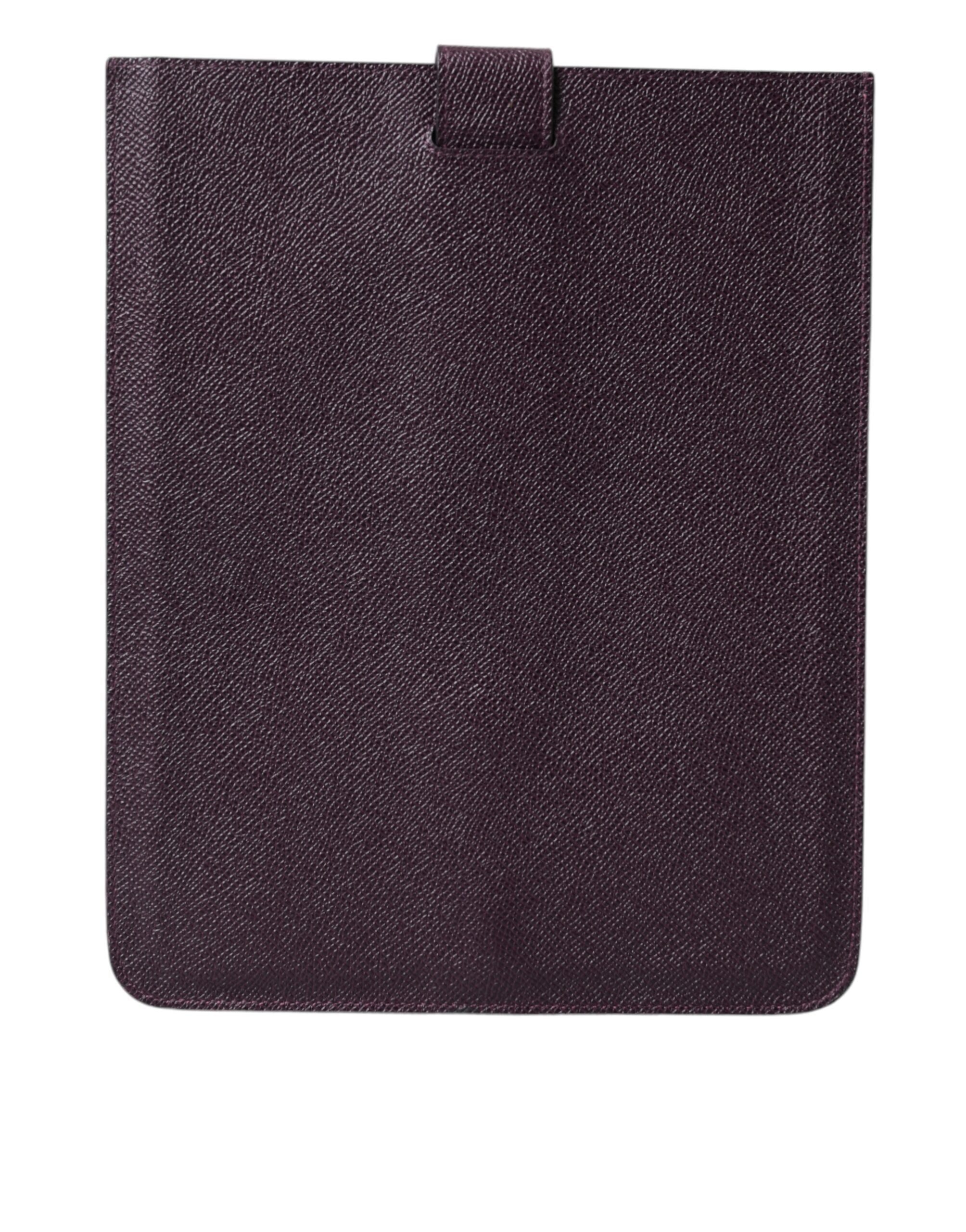 Dolce &amp; Gabbana Dark Brown Leather Logo Plaque Cover Sleeve Tablet Case