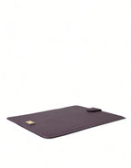 Dolce &amp; Gabbana Dark Brown Leather Logo Plaque Cover Sleeve Tablet Case
